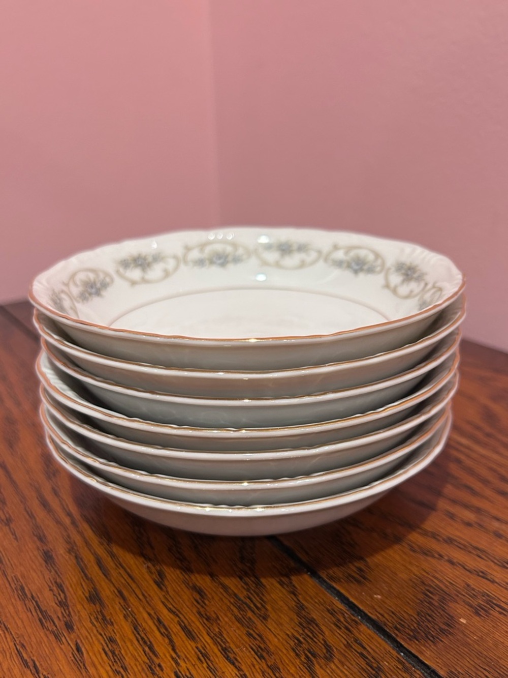 White Porcelain Gold-Trim Dessert Bowls - Set of 6